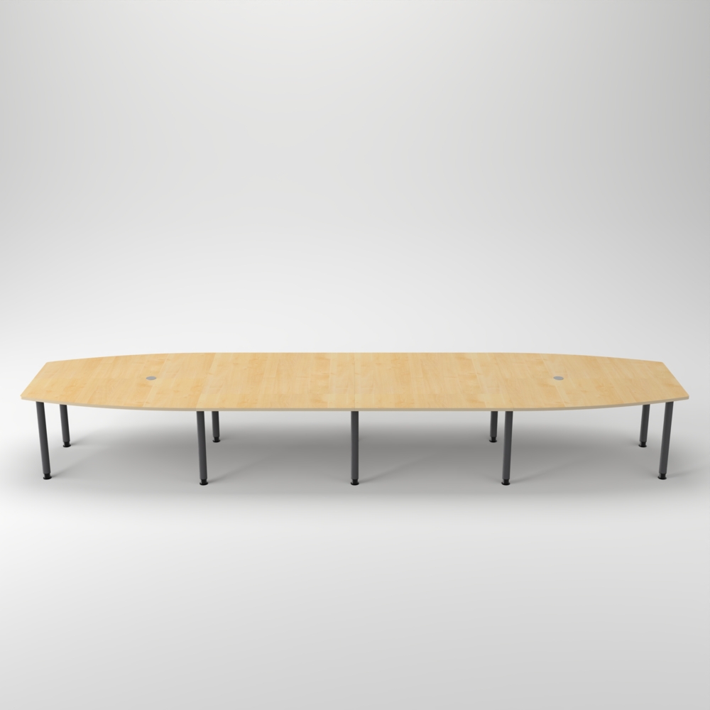 Rheinland Möbel Konferenztisch KONTI 520x130 cm – ovaler Besprechungstisch in Ahorn mit graphitfarbenen Rundrohrfüßen & 2 Kabelauslässen, erweiterbarer Meetingtisch für 16–18 Personen, moderner XXL-Tisch fürs Büro Bild 1