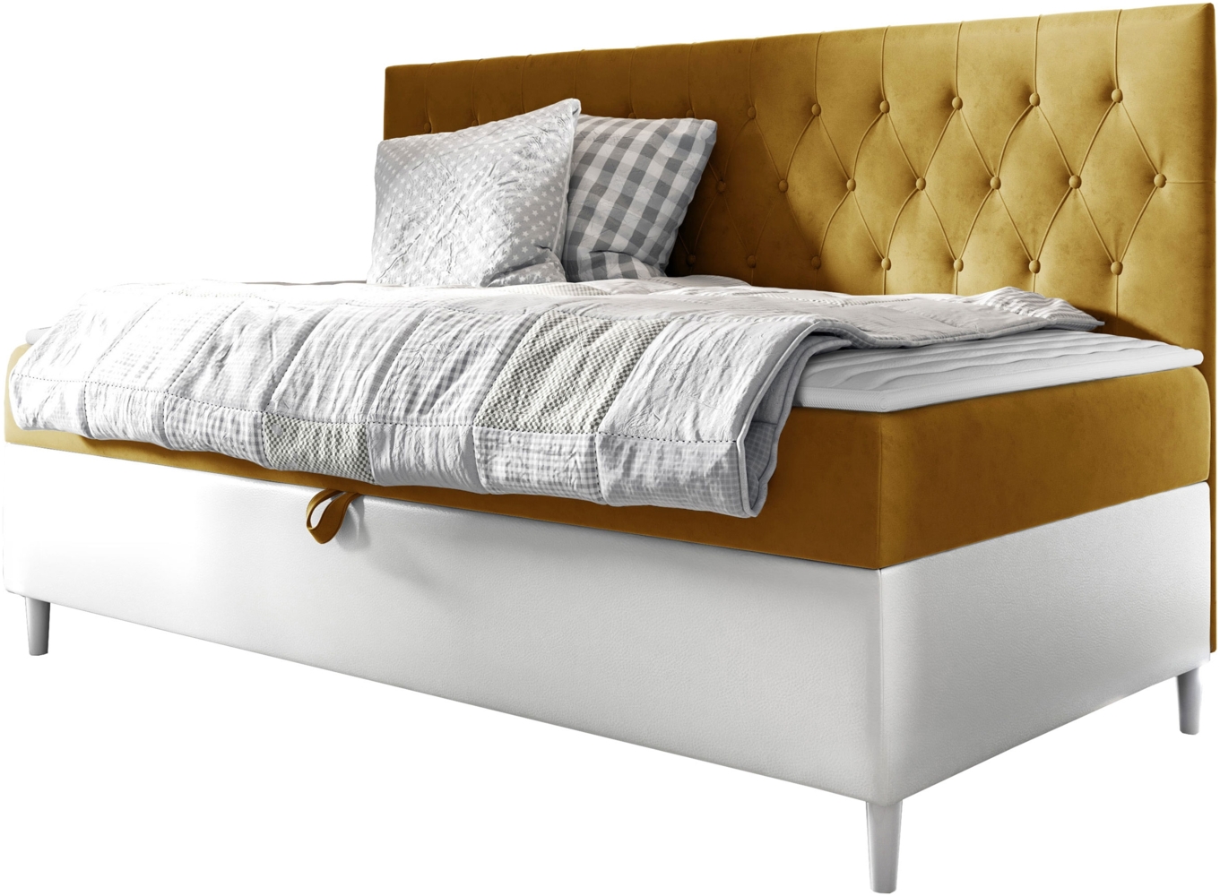 Boxspringbett 'Lenda Junior 2' gelb 100 x 200 cm Bild 1