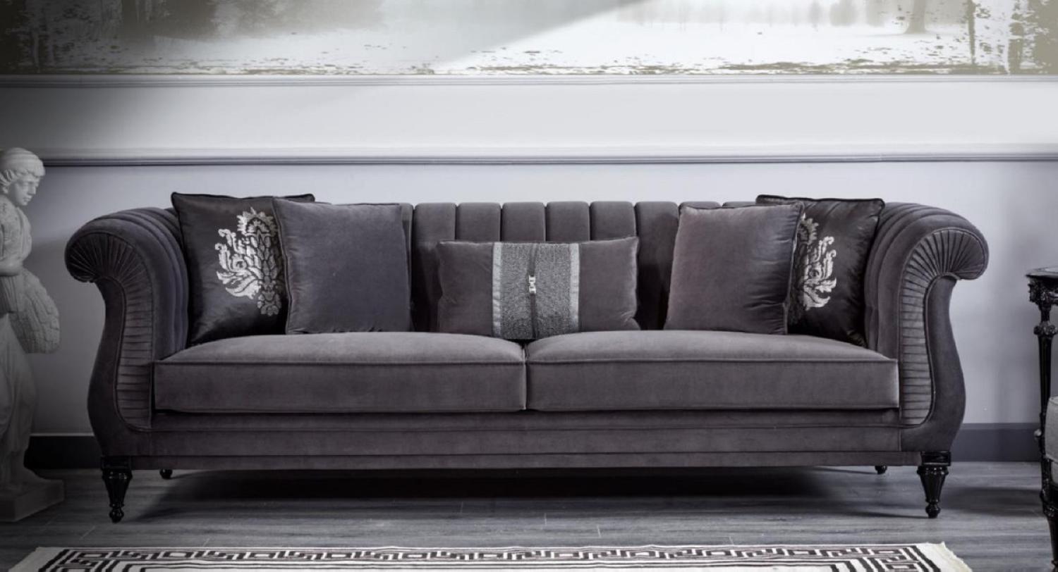 Casa Padrino Luxus Barock Sofa Grau / Schwarz - Prunkvolles Wohnzimmer Sofa - Luxus Möbel im Barockstil - Barockstil Wohnzimmer Möbel - Barock Einrichtung - Edel & Prunkvoll Bild 1