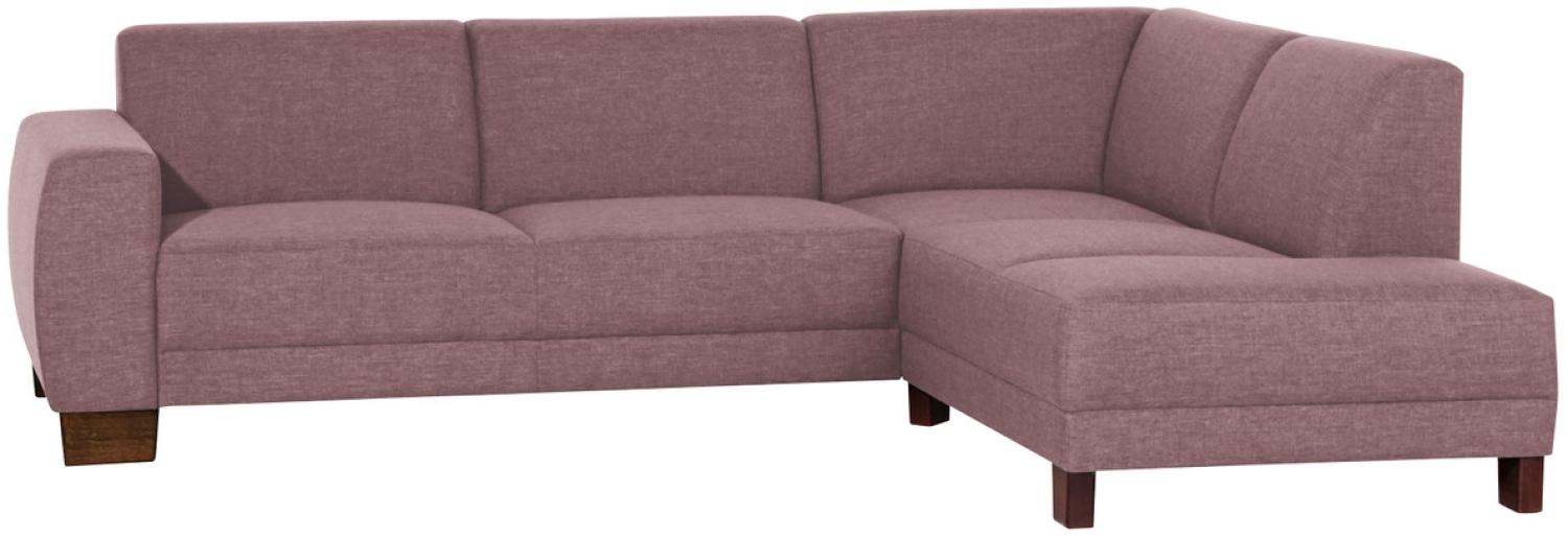 Blackpool Ecksofa Flachgewebe Leinenoptik Aubergine Buche Nussbaumfarben Bild 1