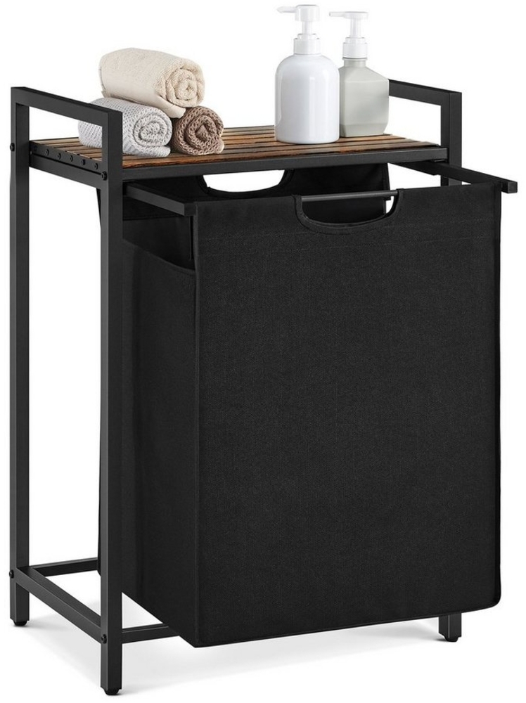 Vasagle Wäschekorb ausziehbar, Metallrahmen Vintagebraun/Schwarz, 65 L / 50 x 33 x 72 cm Bild 1