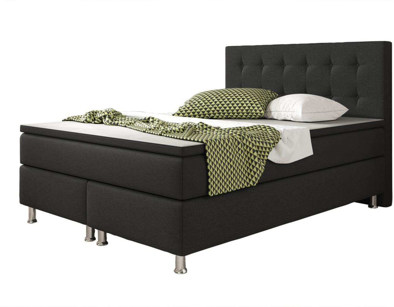 Inter Boxspringbett Köln Webstoff Schwarz 140x200 cm Bild 1