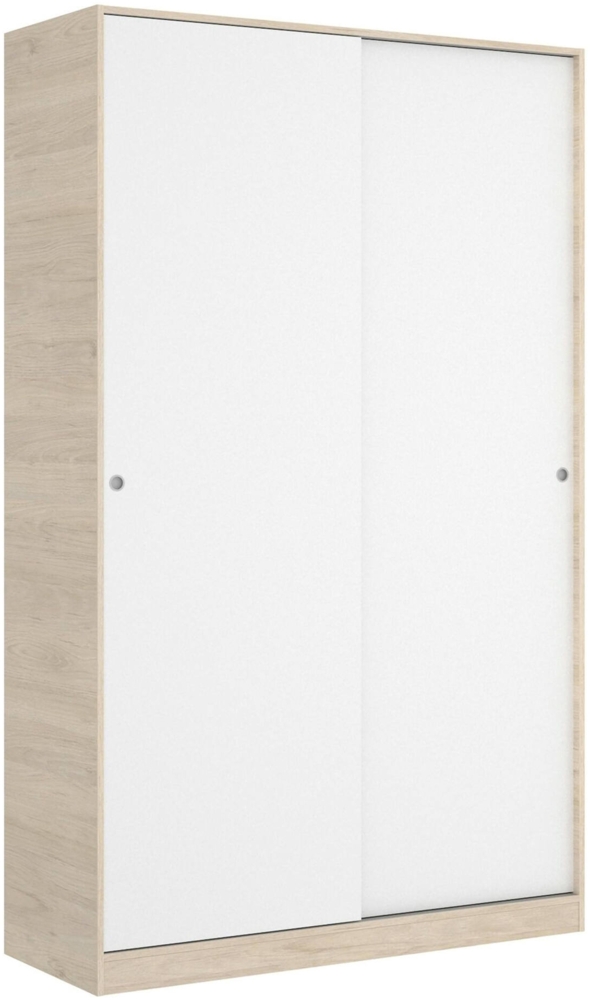 Dmora Kleiderschrank 2 Türen Alyson, Kleiderbügel für Schlafzimmer, Schiebetürenschrank, 120x50h204 cm, Weiß und Eiche Bild 1