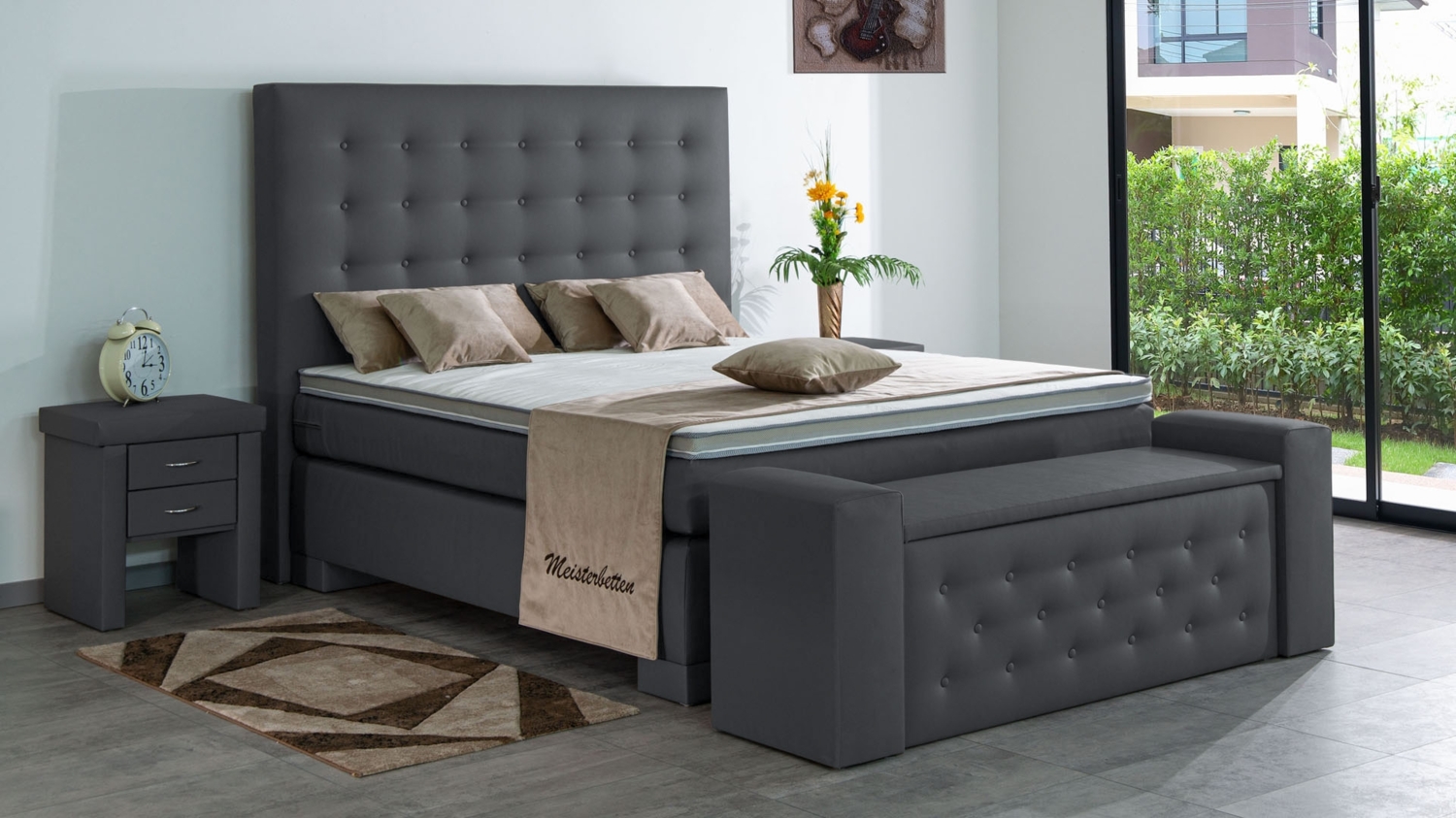 Meisterbetten Boxspringbett Kimm 140x220 in KL-Fango, Matratzenbezug Nano, Ergoflex-Topper Bild 1