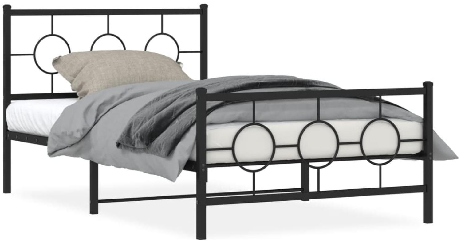 vidaXL Bettgestell mit Kopf- und Fußteil Metall Schwarz 107x203 cm 376240 Bild 1