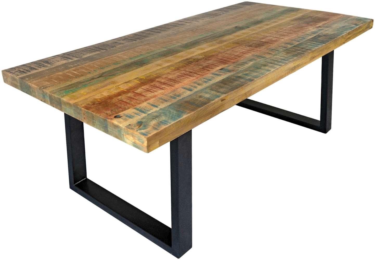 Esstisch 160 x 85 cm Mango massiv vielfarbig gerade Kanten U-Gestell Schwarz LIBRO 134912571 Bild 1