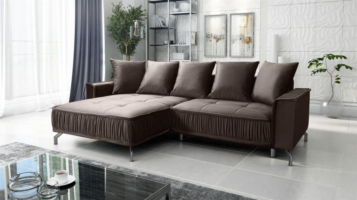 Ecksofa Schlafsofa Sofa FLORENCE Stoff Element Braun Ottomane Links Bild 1