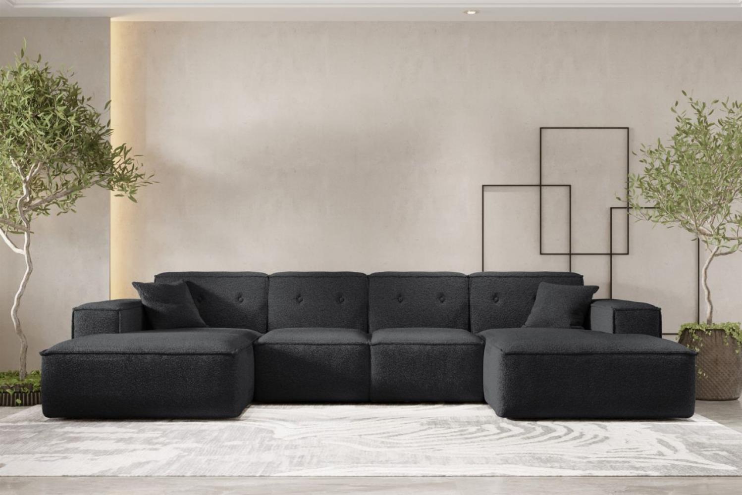 Wohnlandschaft Sofa U-Form CESINA in Stoff Ascot Bukla Schwarz Bild 1