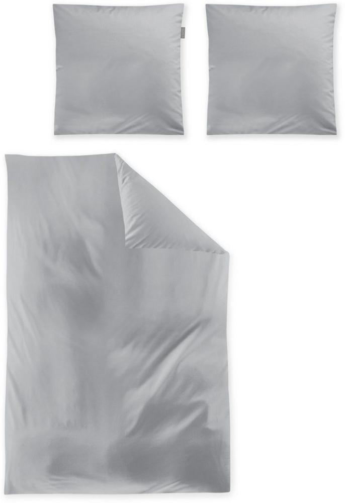 Irisette Mako-Satin uni Bettwäsche Set uni Paris 8000 grau 200 x 220 cm + 2 x Kissenbezug 80 x 80 cm Bild 1