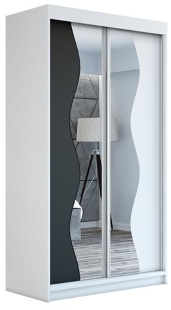 Schwebetrenschrank RIMA 2-trig Schrank 120 cm (mit Spiegel) Farbe: Wei , schwarz Bild 1