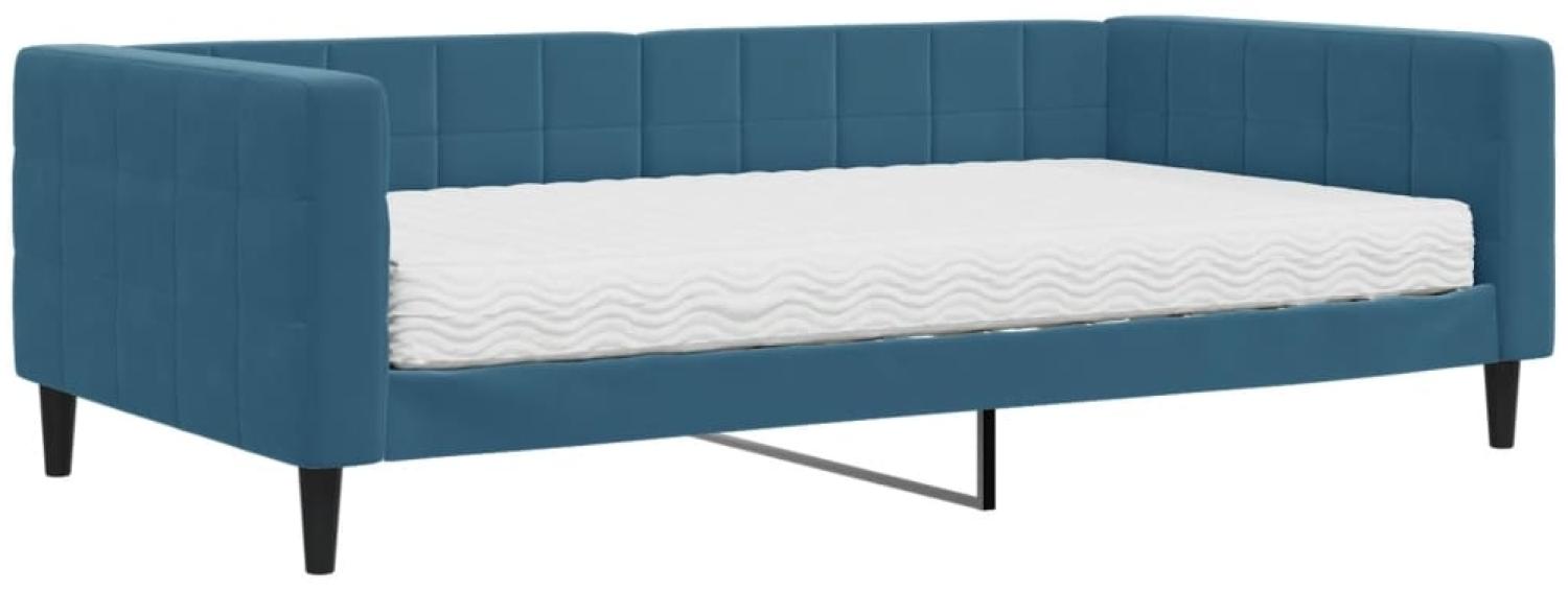 vidaXL Tagesbett mit Matratze Blau 100x200 cm Samt 3196673 Bild 1