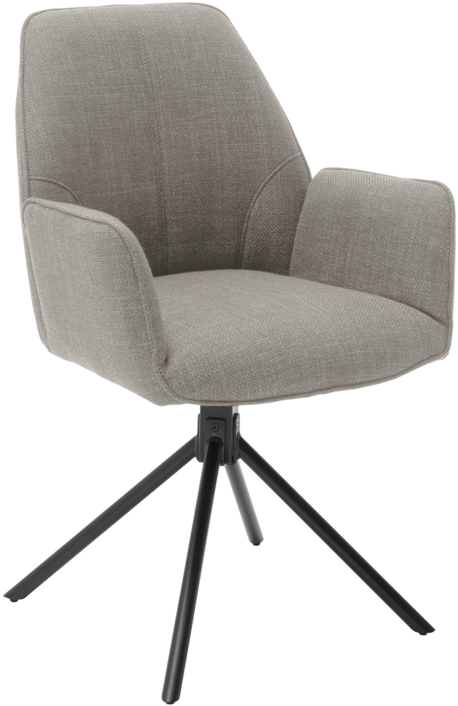 2er Set Stuhl Pemba mit Armlehnen | drehbar | Webstoff | Cappuccino Bild 1