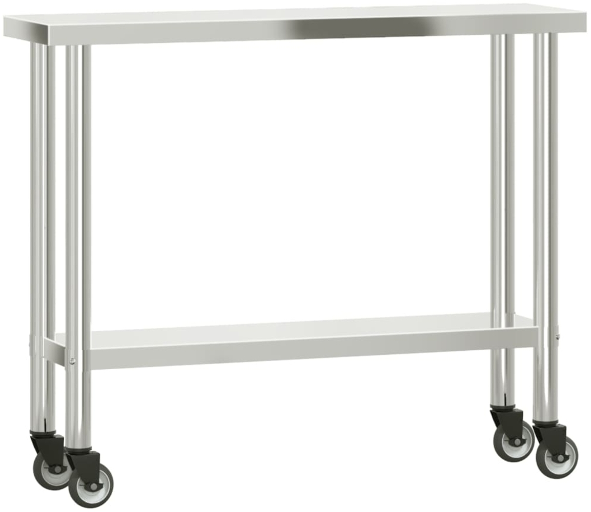 vidaXL Küchen-Arbeitstisch mit Rollen 110x30x85 cm Edelstahl 376461 Bild 1