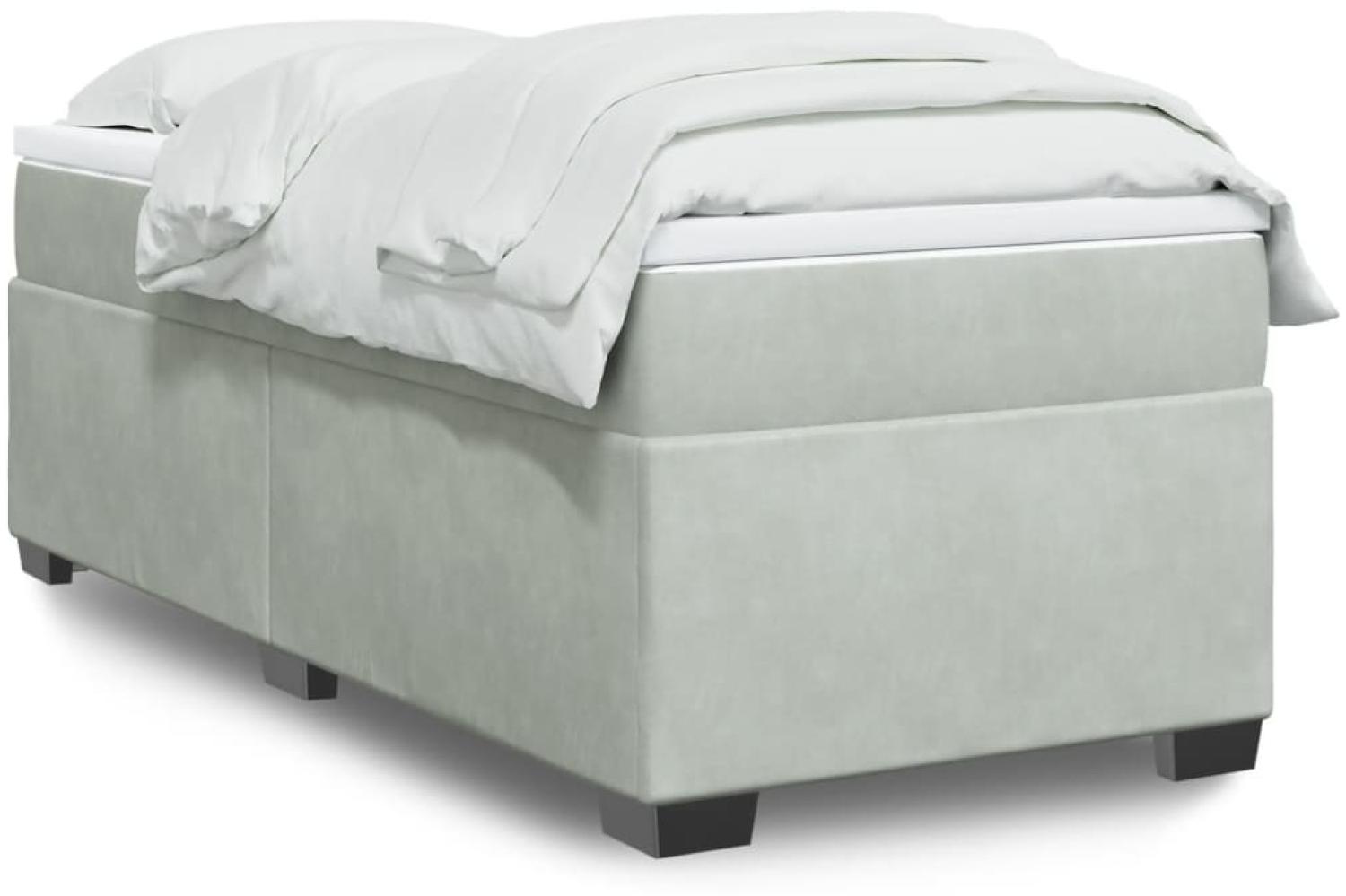 vidaXL Boxspringbett mit Matratze Hellgrau 90x190 cm Samt 3285251 Bild 1