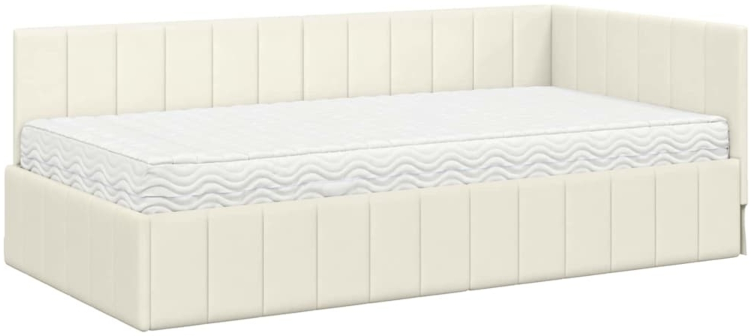 vidaXL Eckbettgestell mit Matratze Creme 100 x 200 cm Samt 3393875 Bild 1