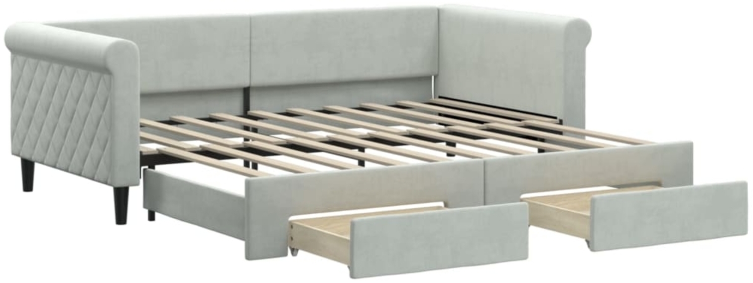 vidaXL Tagesbett Ausziehbar mit Schubladen Hellgrau 90x190 cm Samt 3197832 Bild 1