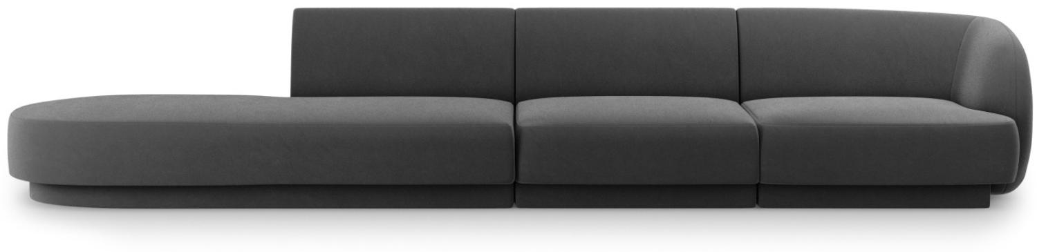 Micadoni 4-Sitzer Links Samtstoff Sofa Miley | Beinfarbe Black Plastic, Grau, Samt Bild 1