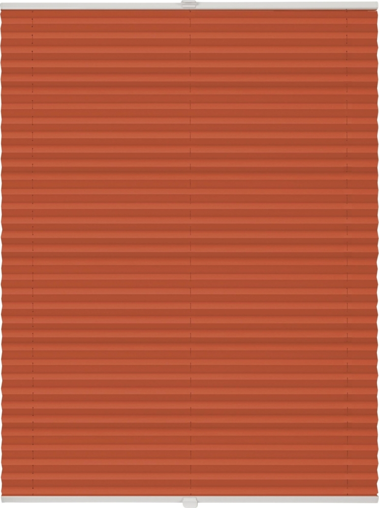 ondeco Plissee nach Maß für alle Fenster innen Montage in Glasleiste mit Spannschuh Sonnenschutz Rollo Sichtschutz Blickdicht - Orange - B): 71-80 cm, H): 101-150 cm Bild 1