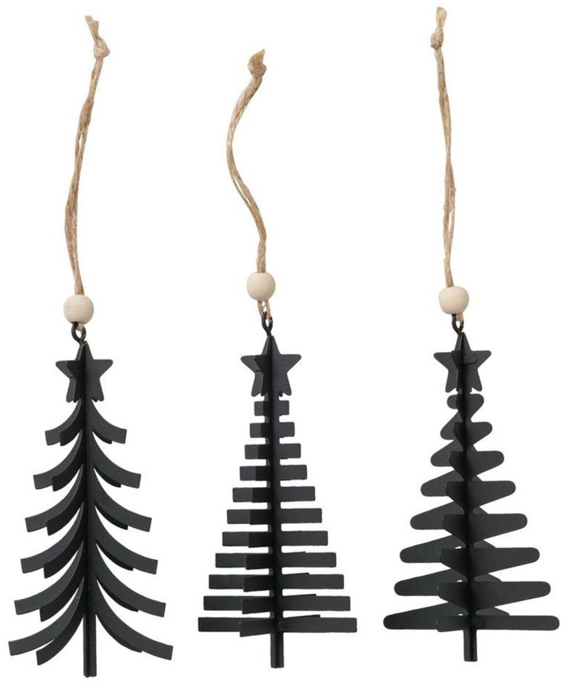 BOLTZE Künstlicher Weihnachtsbaum 3tlg. Anhänger XMAS TREE schwarz aus Metall Tannenbaum Weihnachten (3 Bild 1