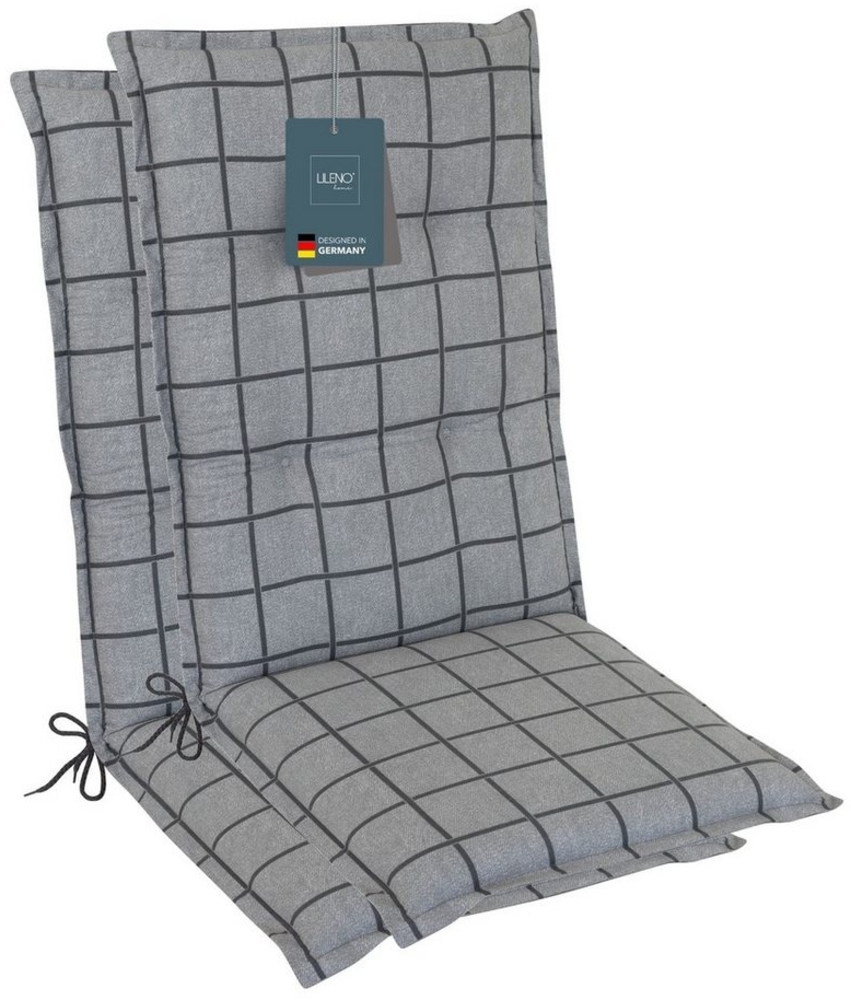 LILENO HOME Hochlehnerauflage Gartenstuhl Auflage, bequeme Sitzauflage für Gartenmöbel, Stuhlkissen, (2 St, 2er Set), Polsterauflage Yacht-Karo Hellgrau, Sitzpolster für Klappstühle Bild 1