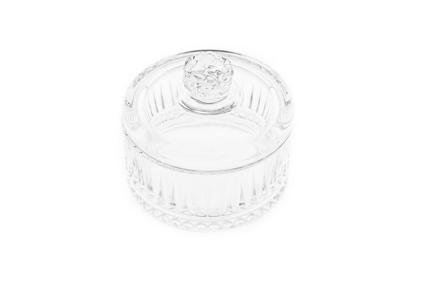 Almina Elisa Glasschale mit Deckel Transparent mit Riffle Design 105 x 100 mm Bild 1