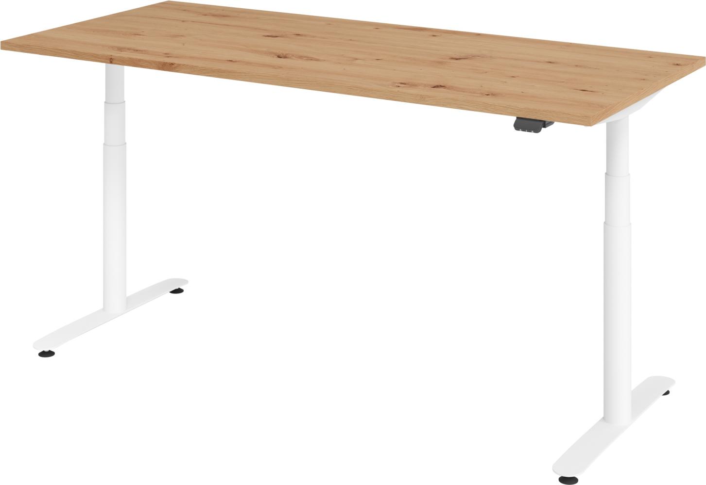 bümö® smarter Schreibtisch Serie-XDLR elektrisch höhenverstellbar mit App-Steuerung 180 x 80 cm in Asteiche / Weiß Bild 1