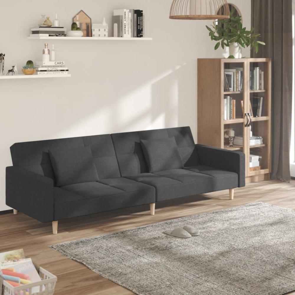 vidaXL Schlafsofa 2-Sitzer mit 2 Kissen Dunkelgrau Stoff 375800 Bild 1