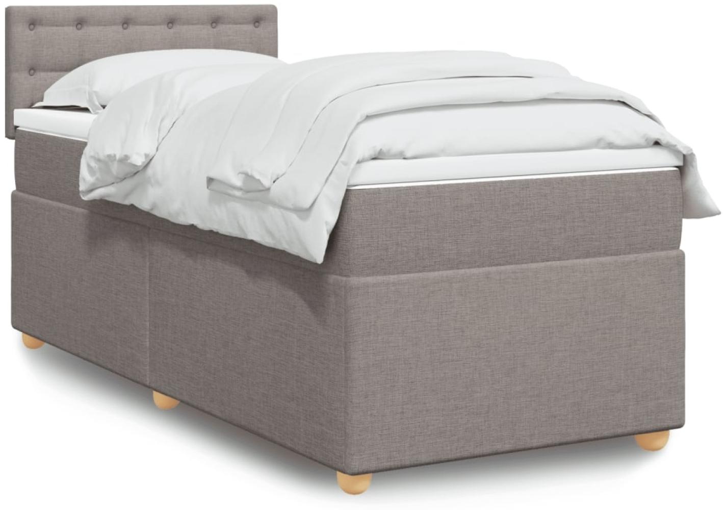 vidaXL Boxspringbett mit Matratze Taupe 100x200 cm Stoff 3288909 Bild 1