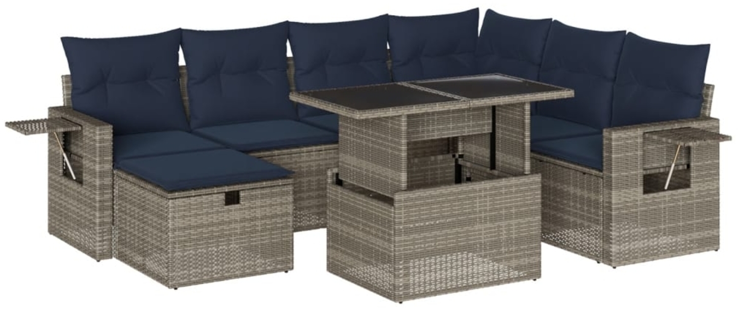 vidaXL 8-teiliges Gartensofa-Set mit Kissen, grau, Polyrattan 3275001 Bild 1