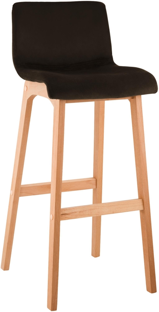 CLP Barhocker Hover Samtbezug Vierfußgestell aus Holz Sitzhöhe 77 cm,braun Bild 1