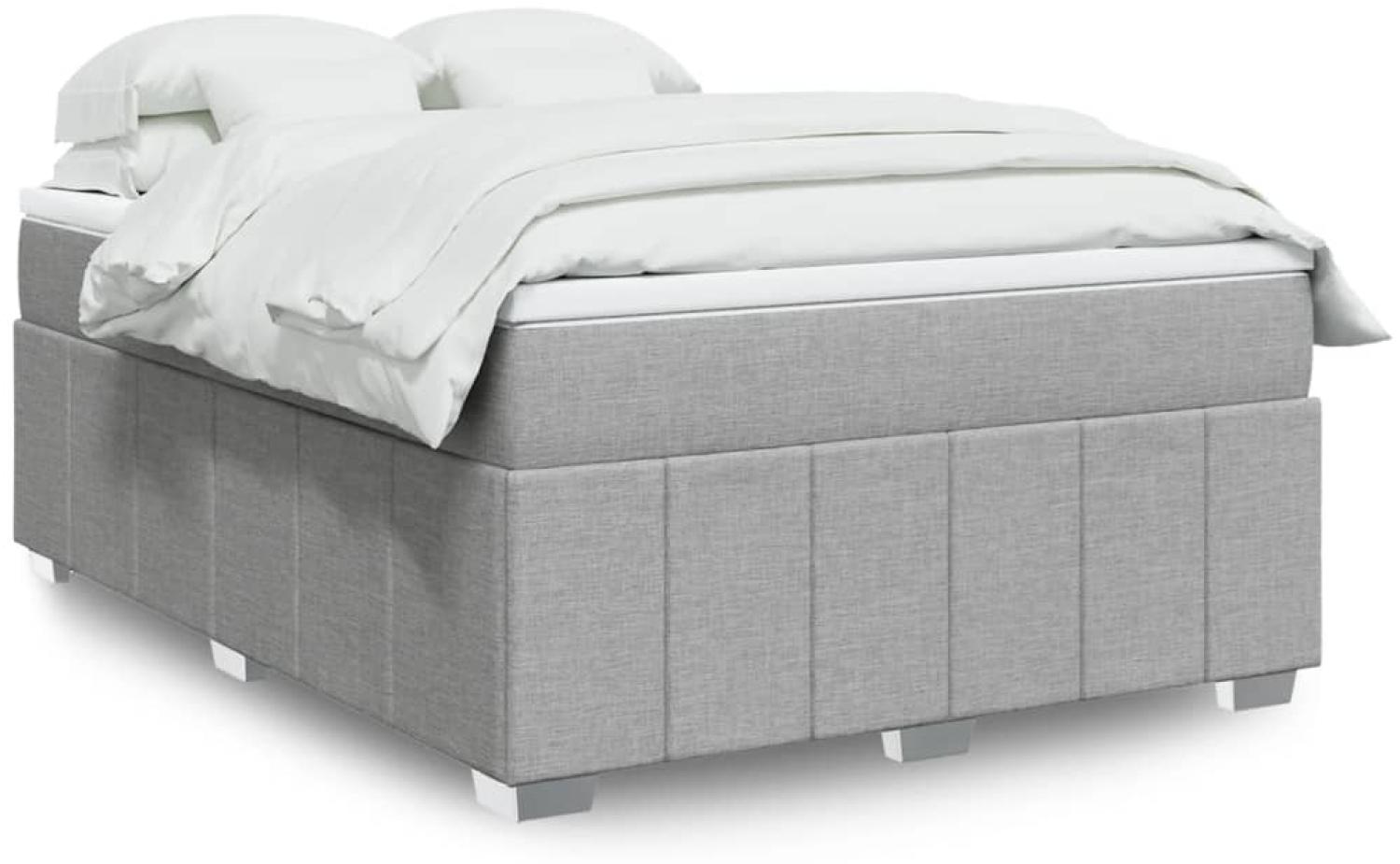 vidaXL Boxspringbett mit Matratze Hellgrau 140x200 cm Stoff 3285477 Bild 1