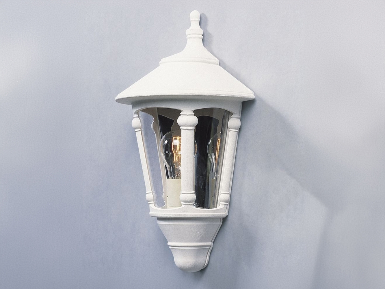 Außenwandleuchte LED Laterne Halbschale Aluminium Weiß, Höhe 44cm Bild 1