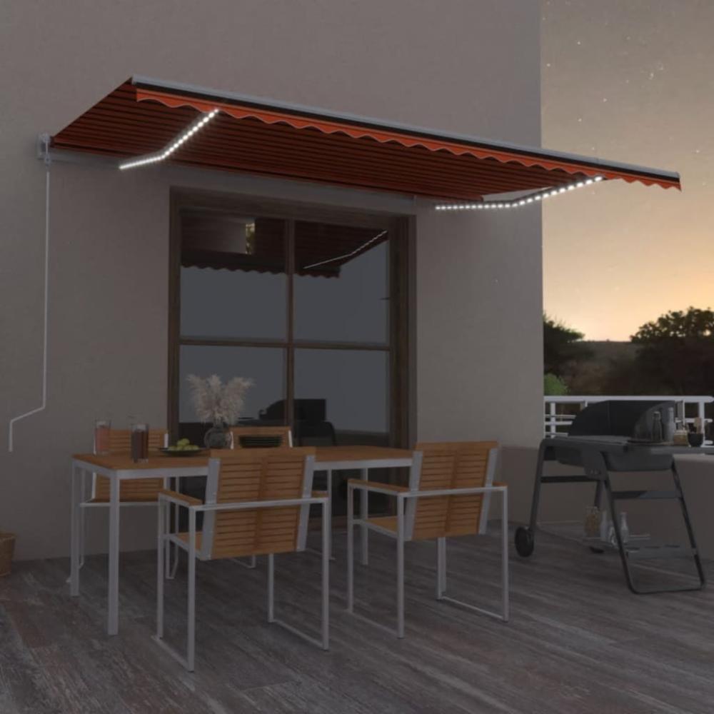 Automatische Markise mit LED & Windsensor 500x300 cm Orange/Braun Bild 1