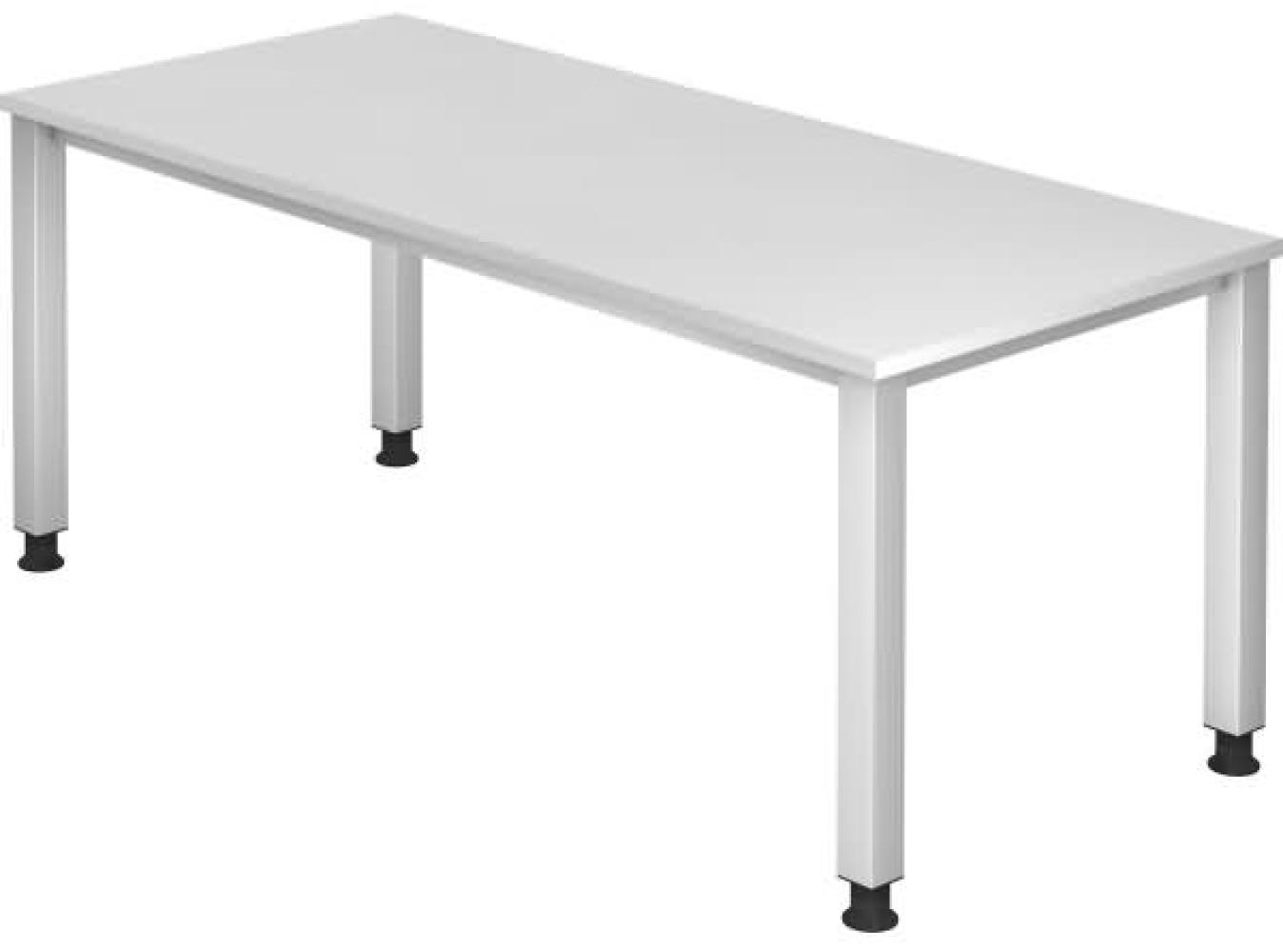 Schreibtisch QS19 4Fuß eckig 180x80cm Weiß Gestellfarbe: Silber Bild 1