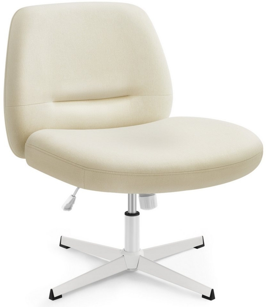 Songmics HOME Bürostuhl, Schreibtischstuhl, Drehstuhl, breite Sitzfläche zum Sitzen im Schneidersitz, modern, mit Kreuzfuß/Fußkreuz, höhenverstellbar, Wippfunktion, für Büro, Homeoffice, cremeweiß OBGDE046W01 Bild 1