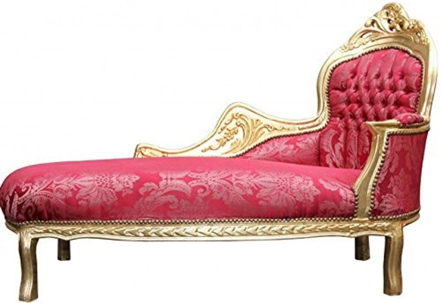 Casa Padrino Barock Chaiselongue Bordeaux Blumen Muster / Gold - Barock Möbel Bild 1