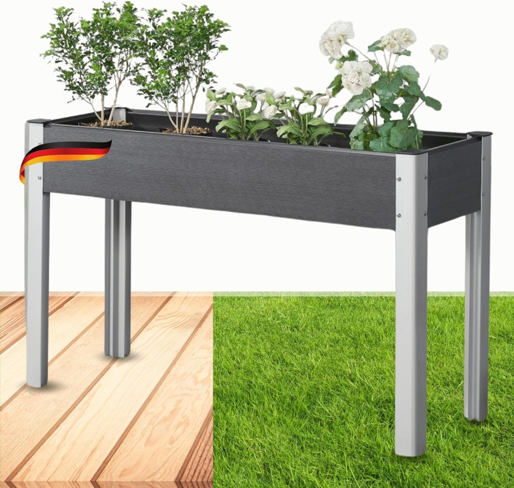 DELUKE® Hochbeet Balkon GERD - WPC Pflanzkasten Wetterfest Hochbeet WPC für Terrasse Garten Hochbeet Kinder Pflanzenbeet Balkon Blumenbeet Balkon Kräuterbeet Gemüsebeet Dunkelgrau , H 75 cm x T 40 cm x B 125 cm Bild 1