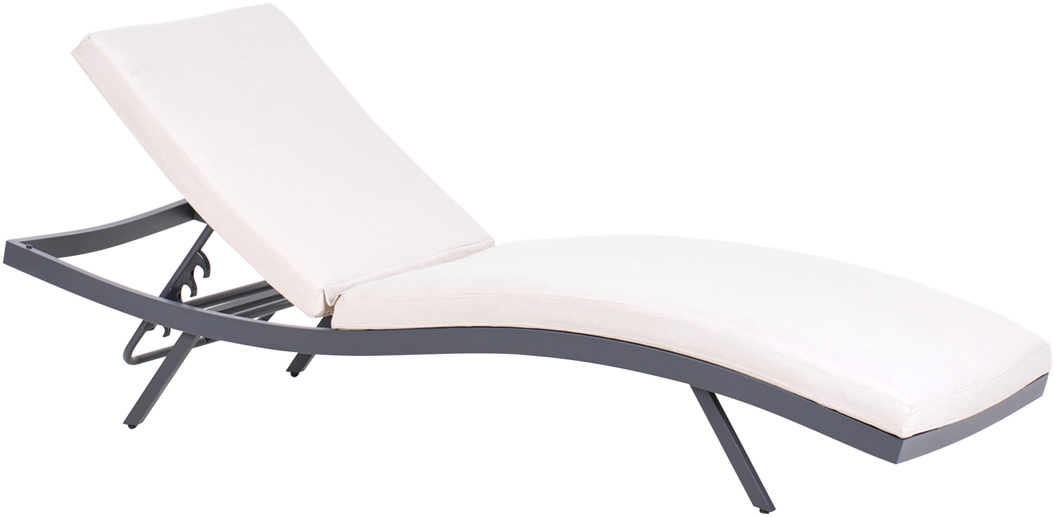 Sonnenliege mit Kissen AMELIA Metall Hellbeige Bild 1