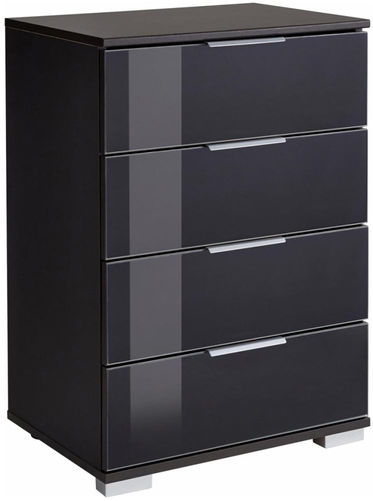 Nachtkommode Easy Plus Nachtschrank 52x38x74cm graphit Schwarzglas Bild 1