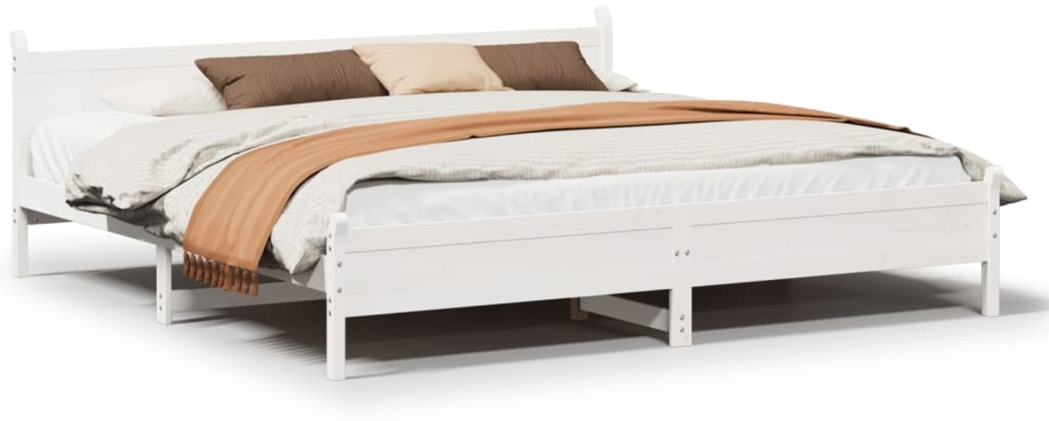 vidaXL Massivholzbett ohne Matratze Weiß 200x200 cm Kiefernholz 3309723 Bild 1