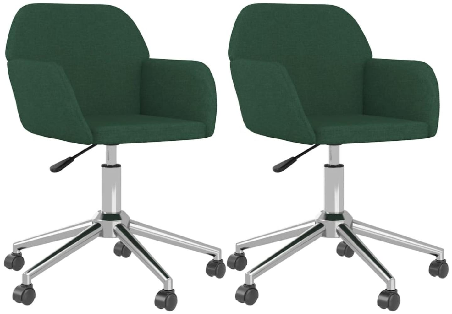 vidaXL Esszimmerstühle 2 Stk. Drehbar Dunkelgrün Stoff 3103091 Bild 1