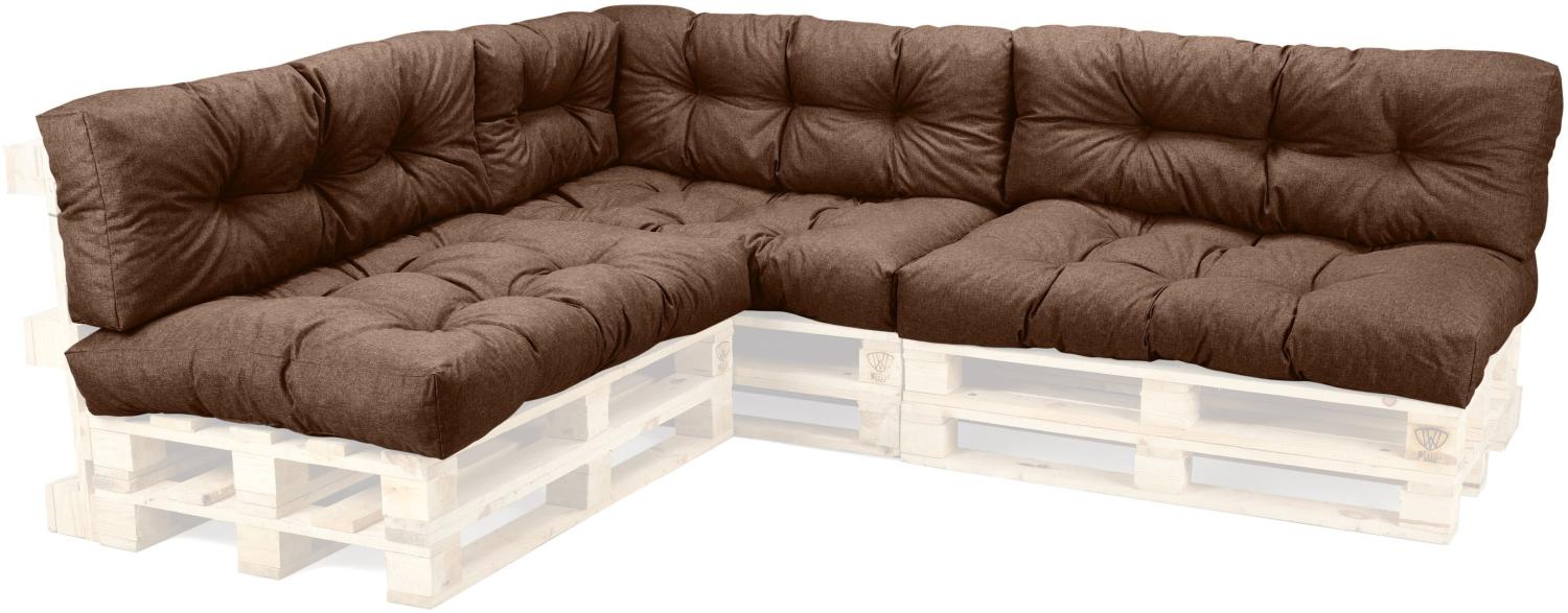 WEELOV Palettenkissen Sitzkissen Palettenauflagen für Garten und Haus, modernes Design, bequem und funktionell, pflegeleicht, praktisch, dick weich 7er Set, LIGHT-BROWN (hellbraun) Bild 1