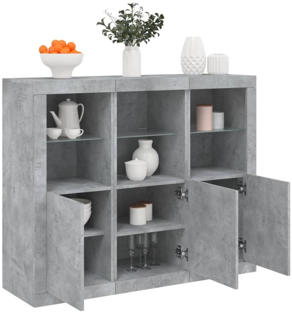 vidaXL Sideboards mit LED-Leuchten 3 Stk. Betongrau Holzwerkstoff 3209103 Bild 1