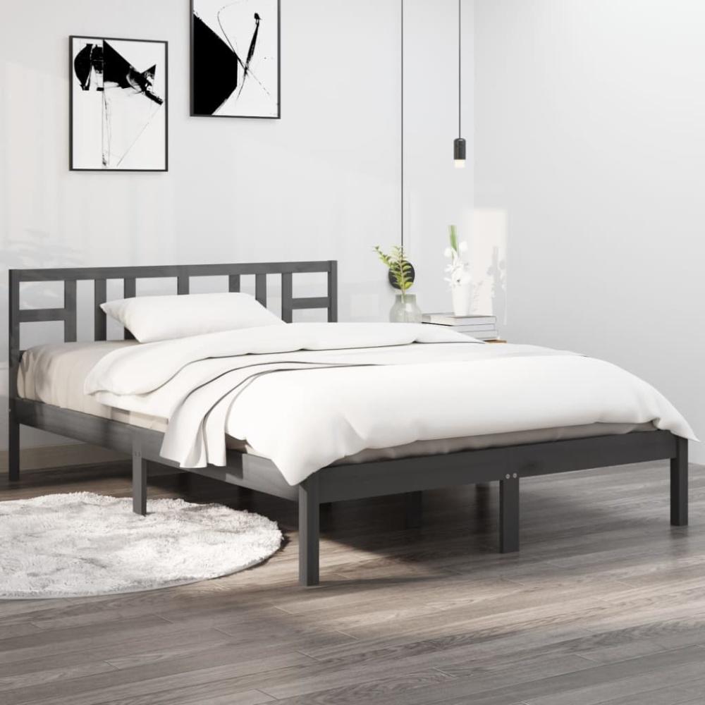 vidaXL Massivholzbett Grau 160x200 cm [3105417] Bild 1