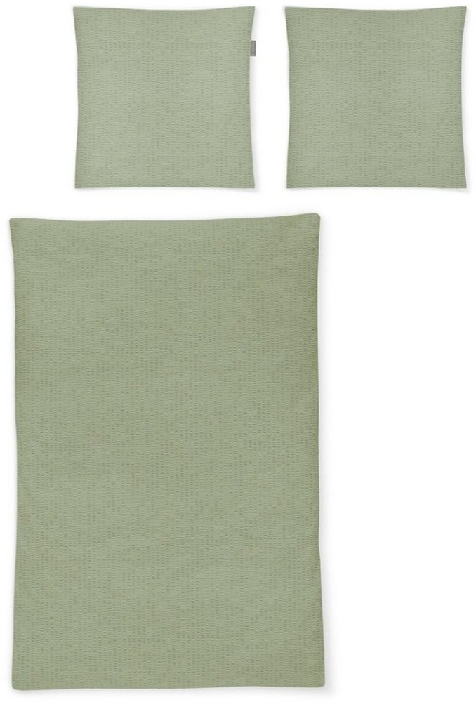 Irisette Seersucker Bettwäsche Set Easy 8517 grün 135 x 200 cm + 1 Kissenbezug 80x80 cm Bild 1