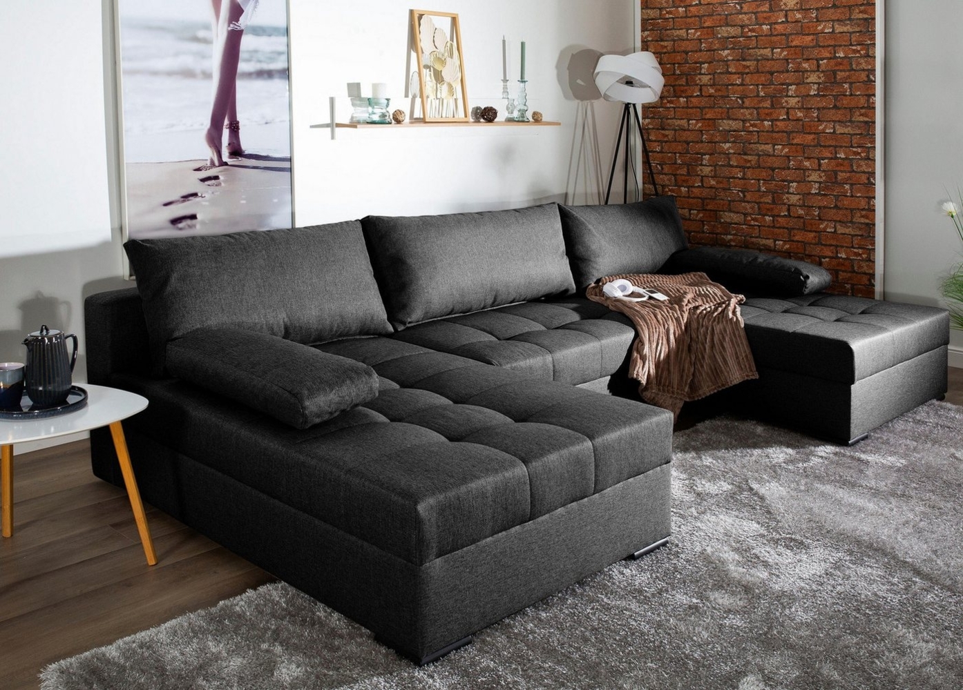 COLLECTION AB Wohnlandschaft Josy U-Form, B: 307 cm, mit Bettfunktion & Bettkasten, Federkern Bild 1