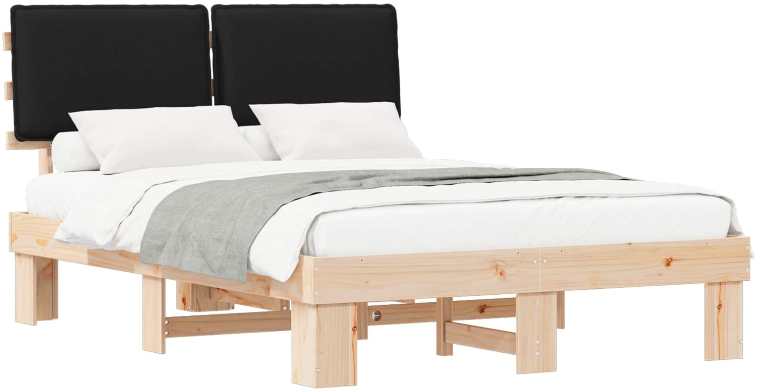 vidaXL Bettgestell mit gepolstertem Kopfteil Schwarz 135x190 cm 877291 Bild 1