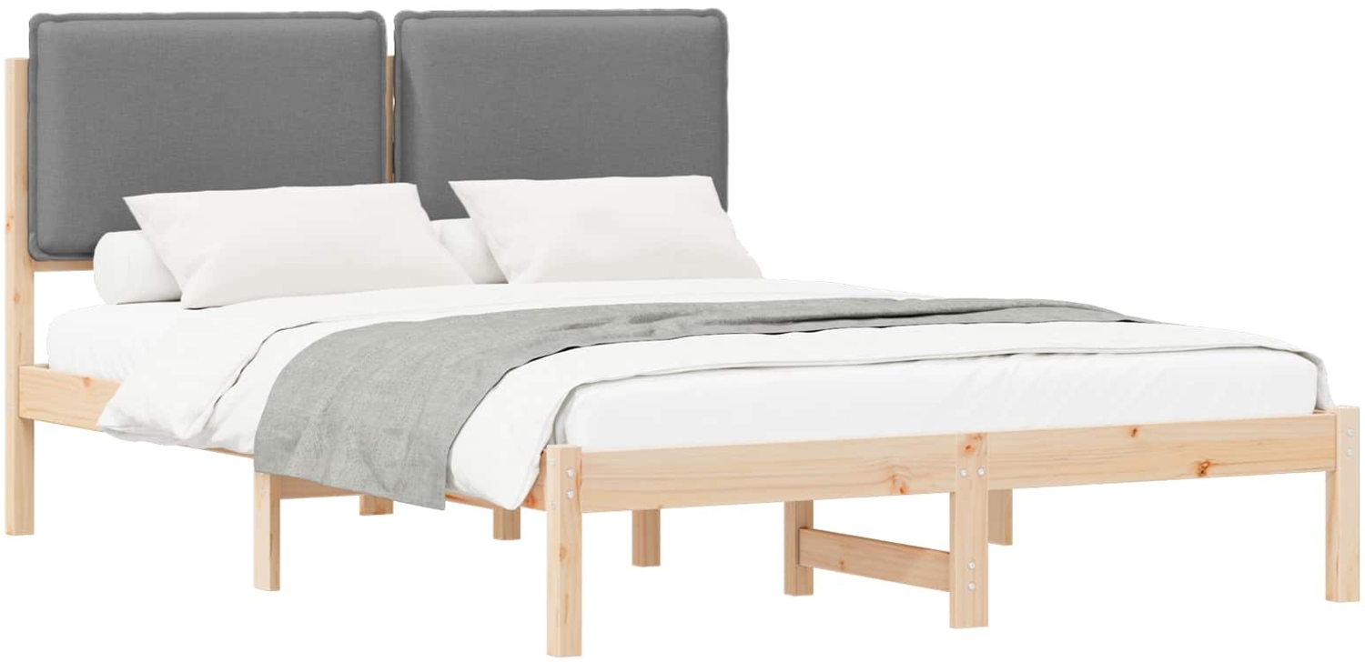 vidaXL Bettgestell mit gepolstertem Kopfteil Hellgrau 160 x 200 cm 877824 Bild 1
