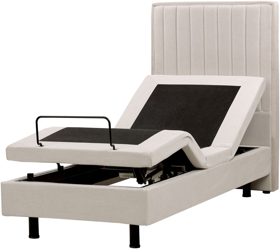 Bett verstellbar DUKE II 80 x 200 cm Stoff Helles Beige Bild 1