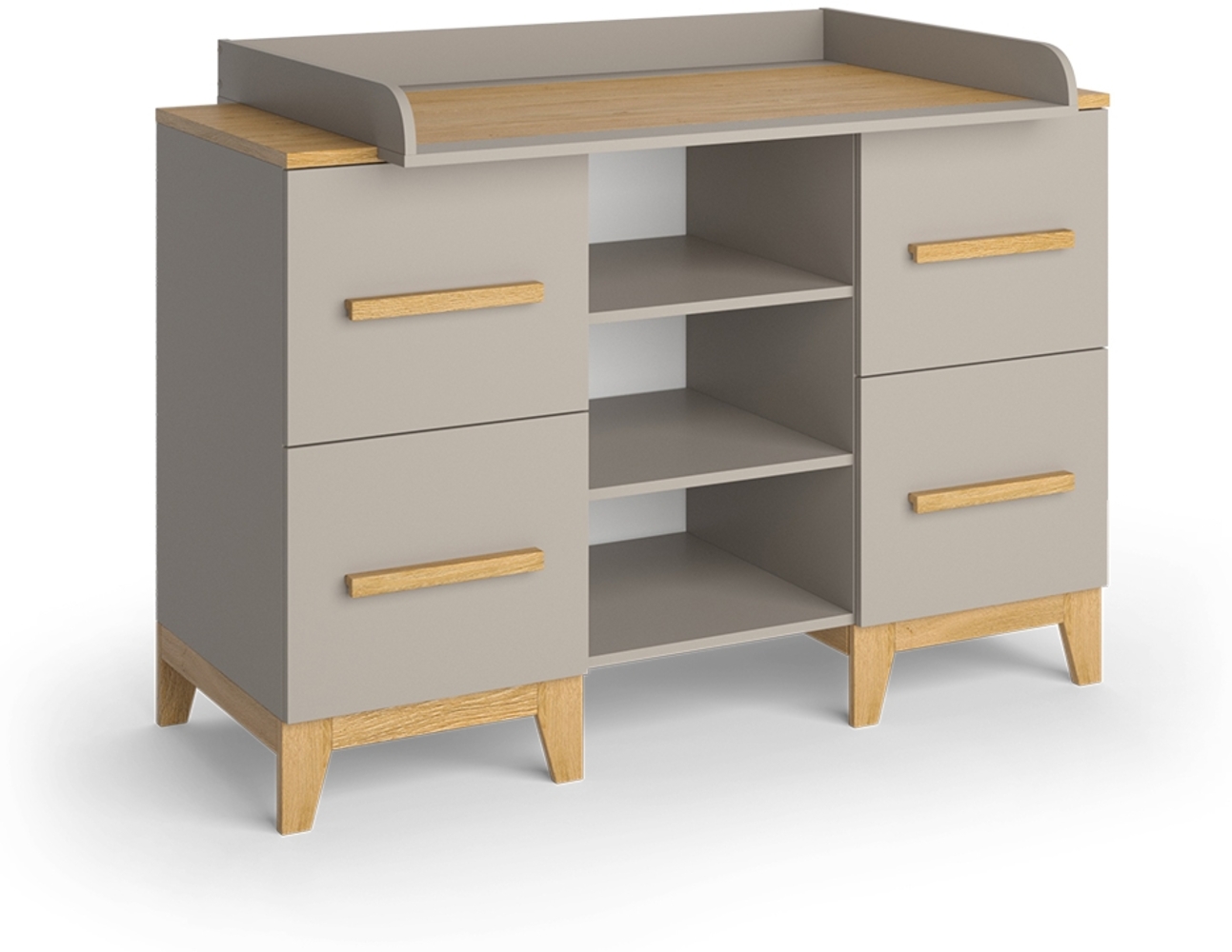 Wickelkommode Malia Cashmere/Eiche 133 x 108 cm XL mit 4 Schubladen Vitalispa Bild 1